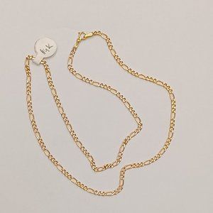 14kt real gold figaro daimond cut chain
